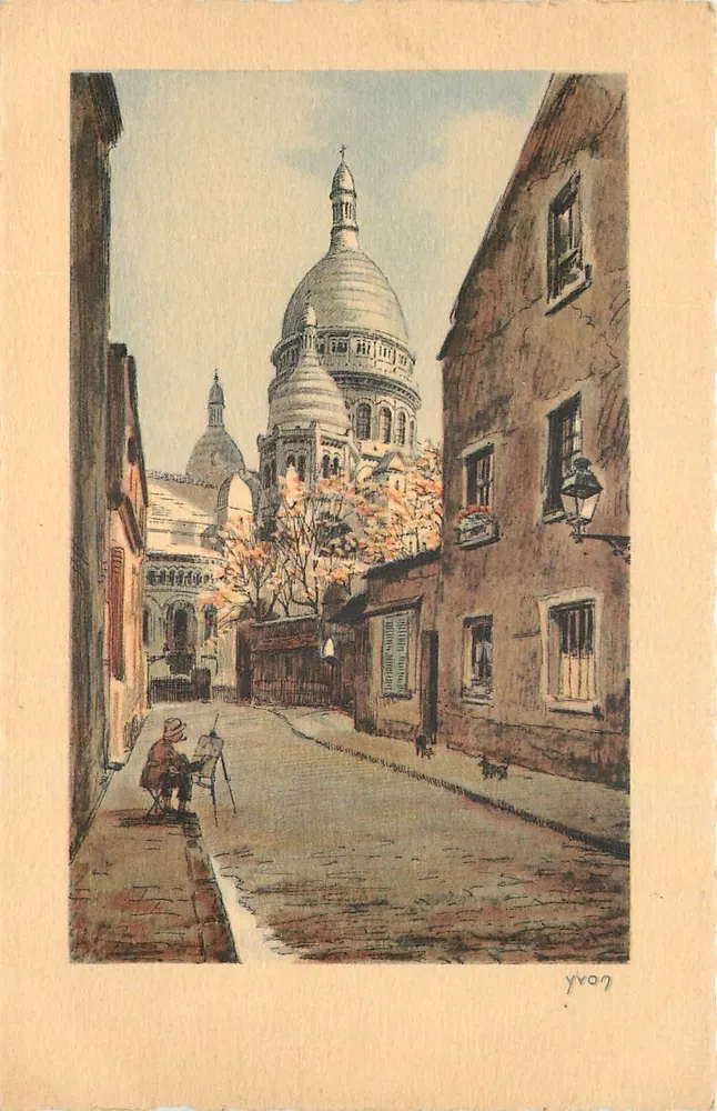 Paris - Basílica do Sagrado Coração — vista de uma rua — Éditions Art YVON - Frente
