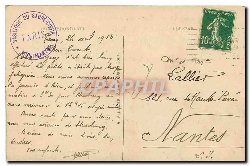 Paris — Seilbahn und Basilika des Heiligen Herzens von Montmartre — A.P. - Rückseite