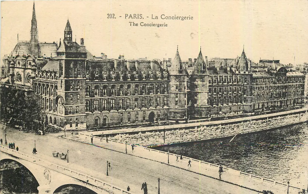 Paris - A Conciergerie — vista do cais e do ponte — editor não identificado, n° 202 - Frente