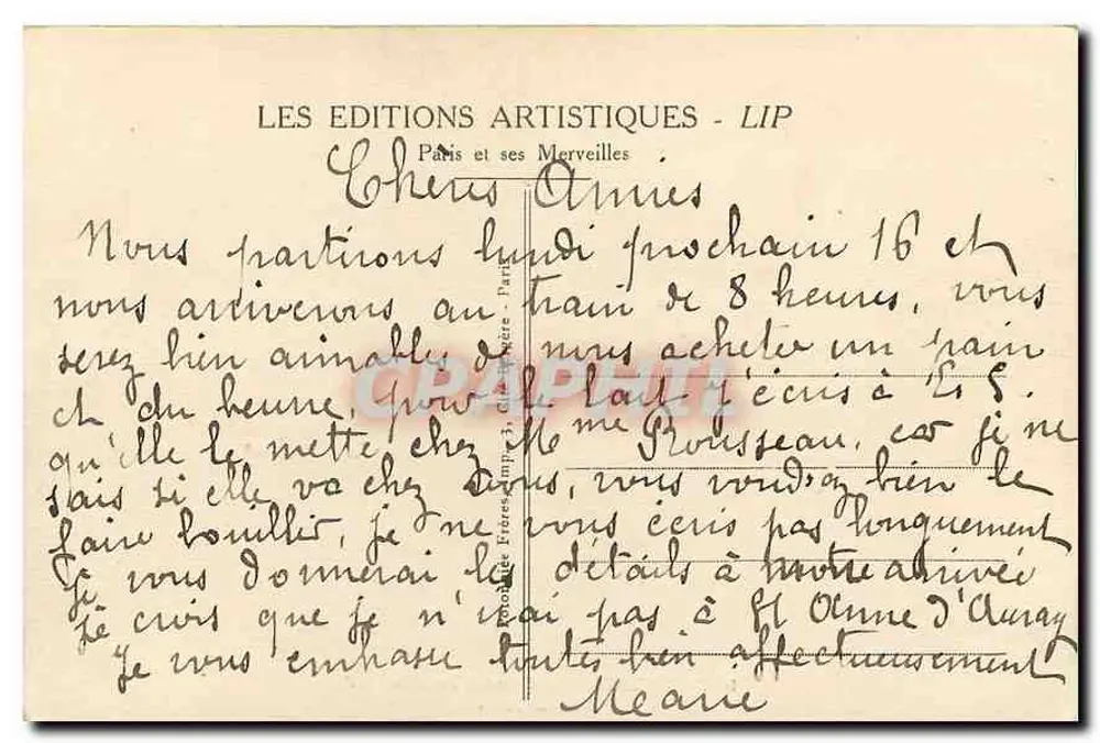 Paris - O Grande Palácio — vista externa — editor LIP, n° 96 - Verso