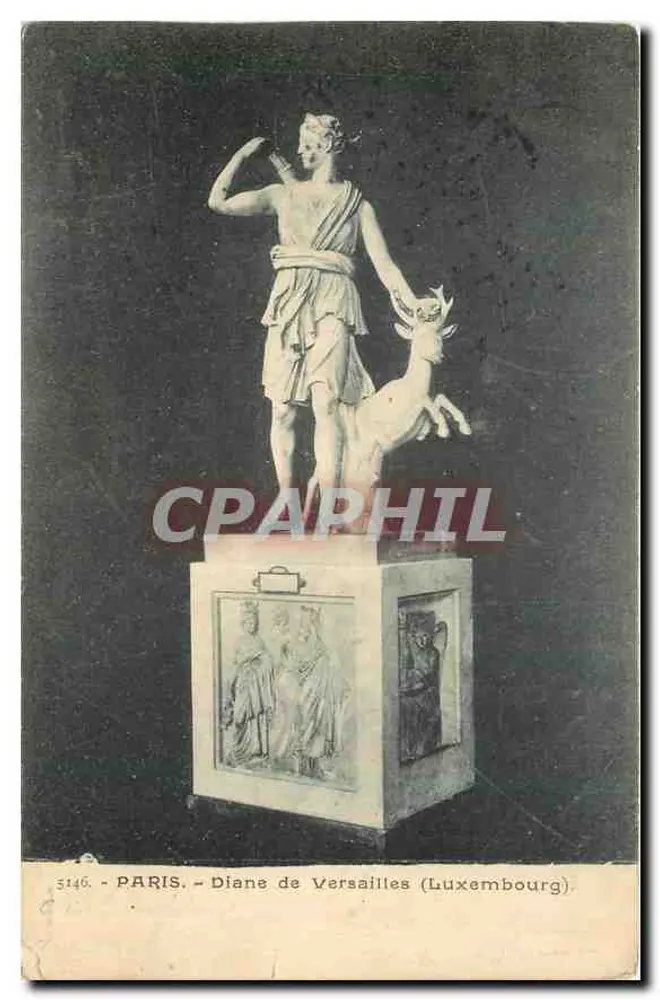 Diana de Versailles (Luxemburgo) — estátua de Diana segurando um cervo — editor desconhecido, n° 3146 - Frente