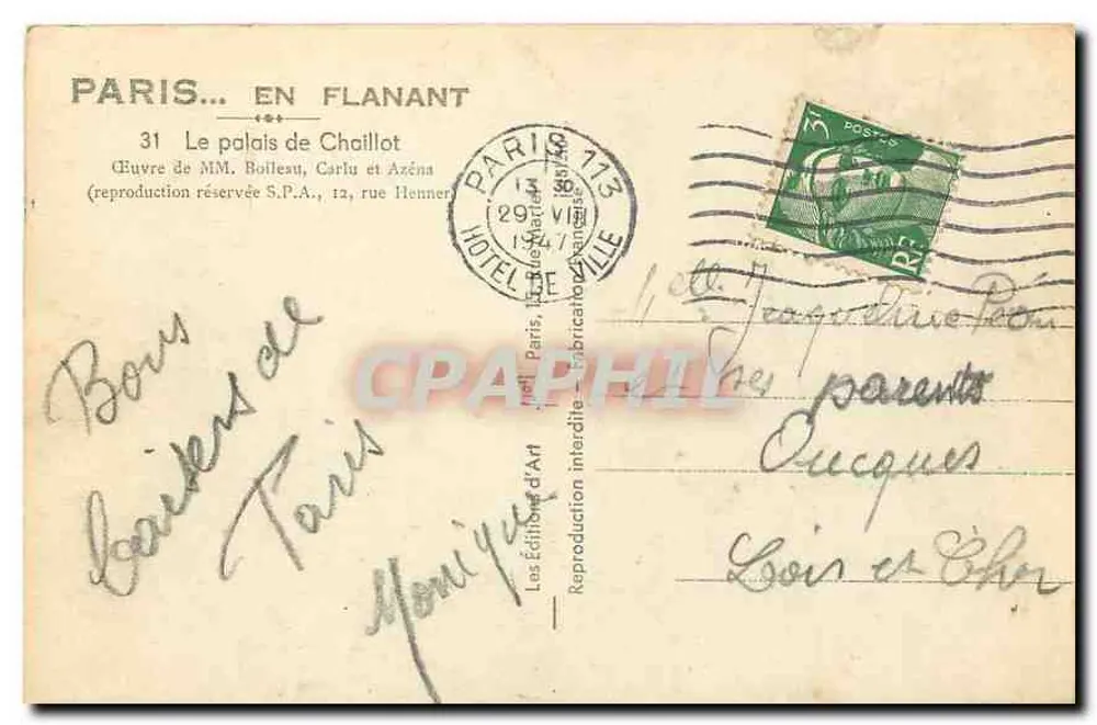 Palais de Chaillot — vue aérienne — Lyon, n°101 - Verso