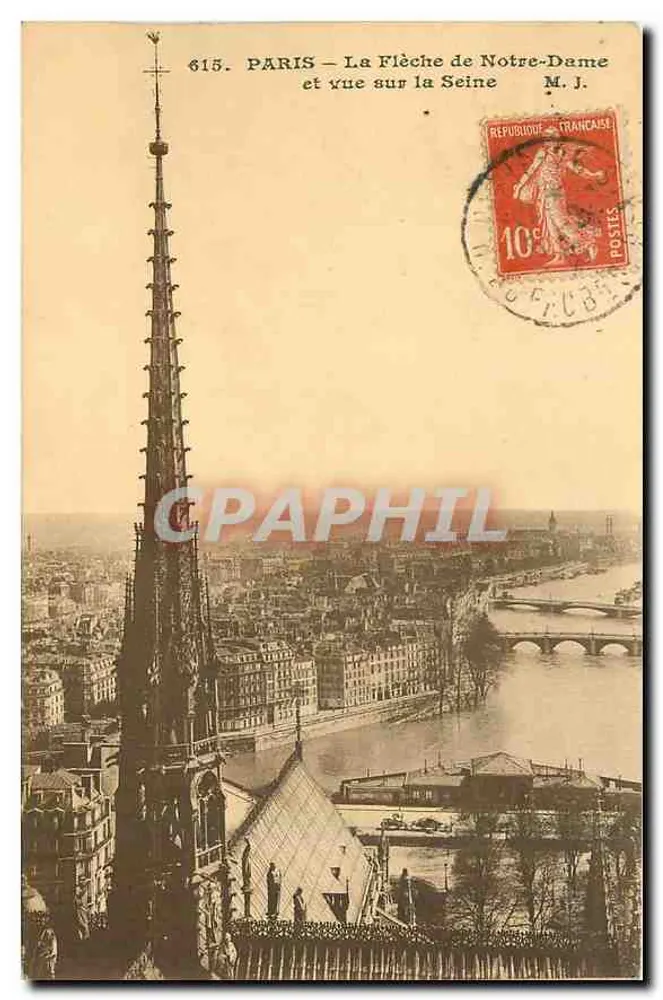 Paris – Die Spitze von Notre-Dame und Blick auf die Seine — M. J. n° 615 - Vorderseite