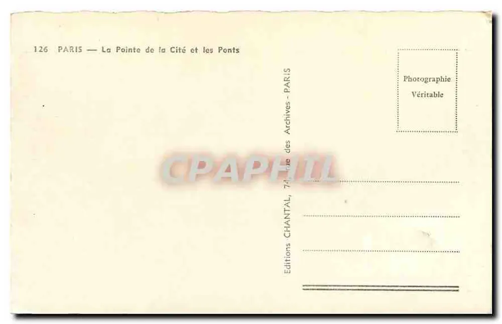 Paris — Ponta da Cidade e os Pontes — Edições Chantal - Verso