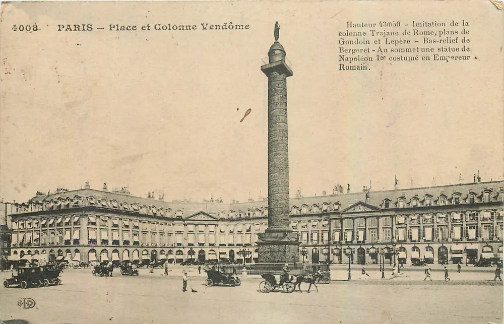 Paris — Place Vendôme e Coluna Vendôme — Editor E.P.D. n°4008 - Frente