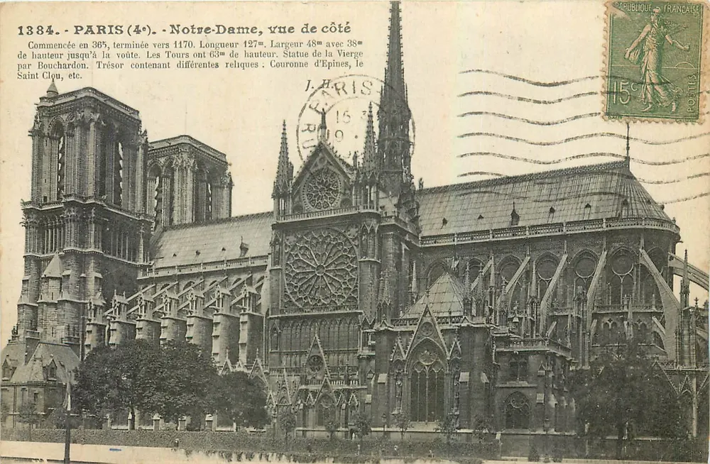 Paris (4e) - Notre-Dame, vista lateral — editor não visível, número de série não legível - Frente