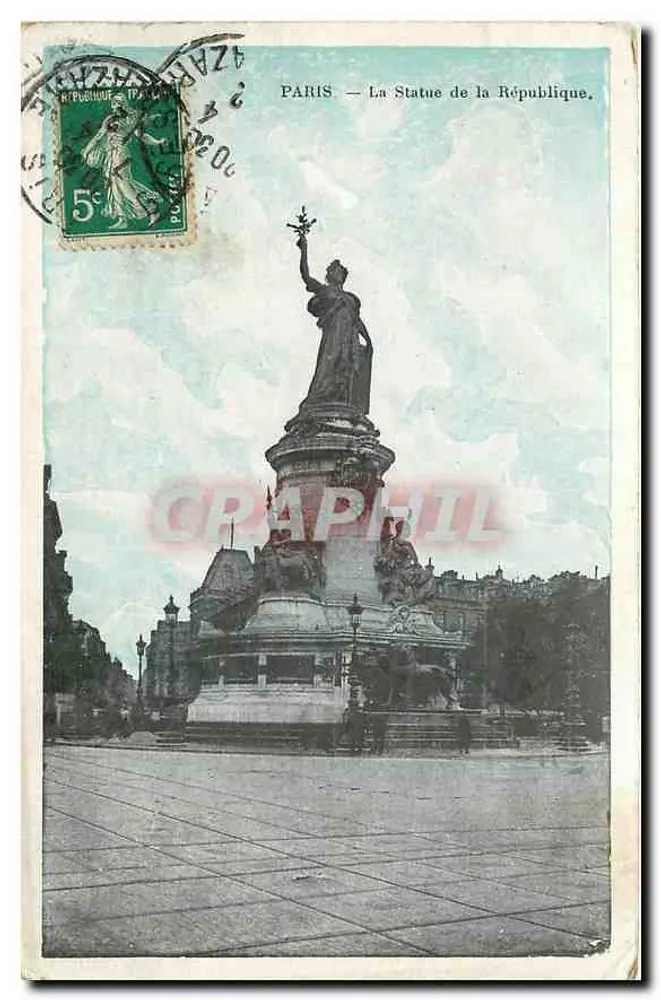 PARIS — A Estátua da República — Editor não visível, número de série não legível - Frente