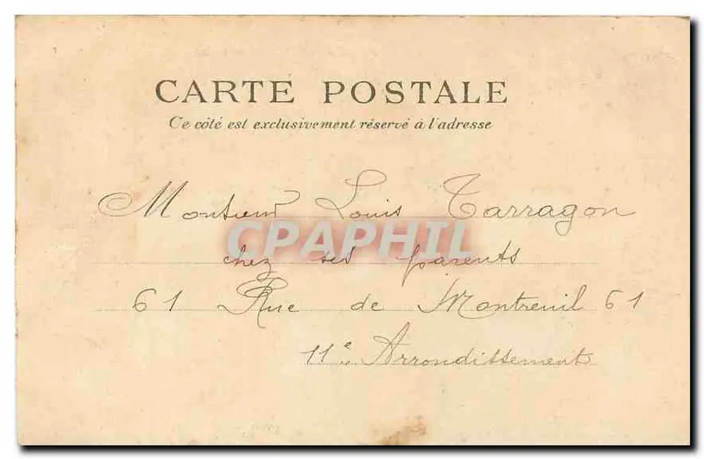 Fontein met twee wasbakken — Parijs, 19e wijk — uitgegeven door de Compagnie des Cartes Postales - Achterkant