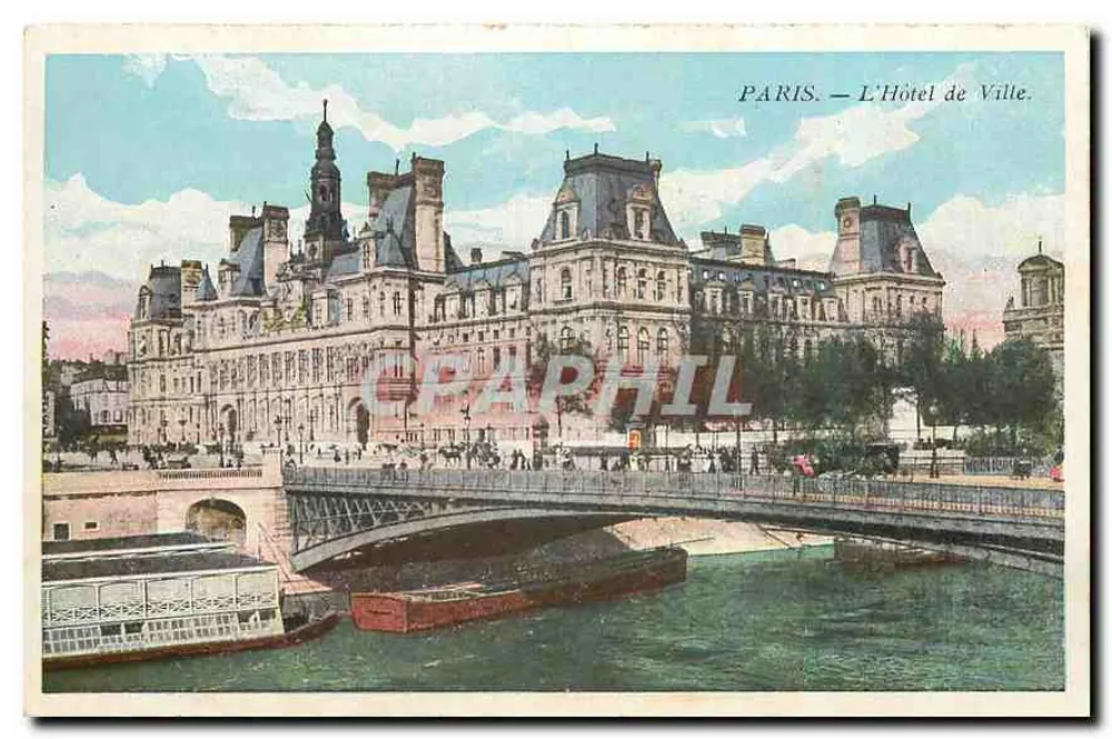 Paris — O Hotel de Ville — editor não visível - Frente