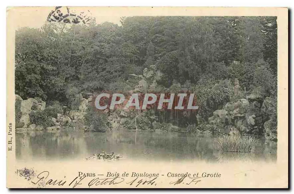 Paris — Bois de Boulogne — Cascade et Grotte — E.R., Paris, n°85 - Recto