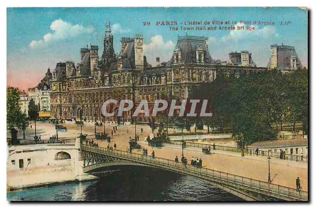 Paris - Das Rathaus und die Pont d'Arcole — Künstleredition, Nr. 29 - Vorderseite