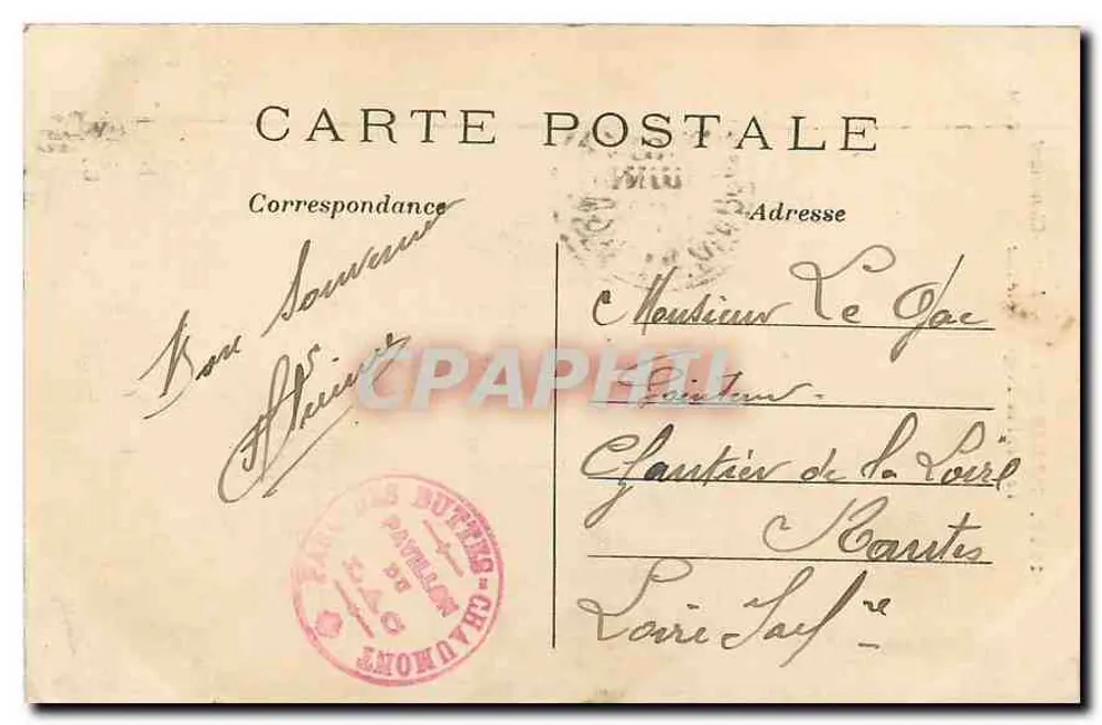 Paris (10e arrt) — Buttes-Chaumont — Le Pont de Briques et le Lac — C.M. n°1549 - Verso