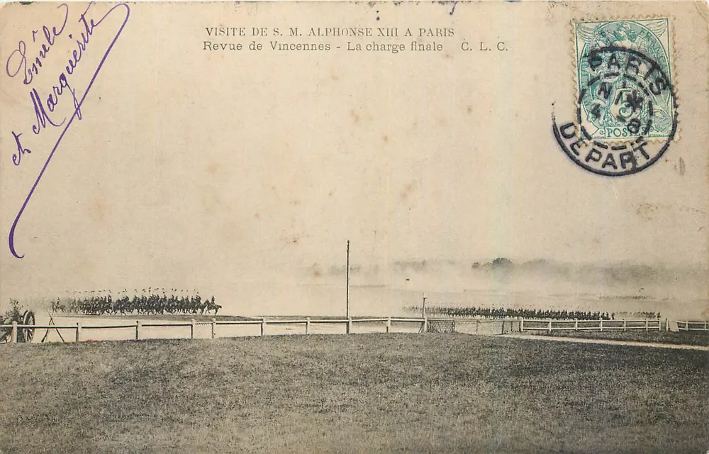 Besuch Seiner Majestät Alphonse XIII in Paris — Revue de Vincennes - Die letzte Charge — C.L.C. - Vorderseite