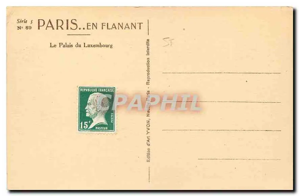 O Palácio do Luxembourg — Paris — Edição de Arte Yvonn - Verso