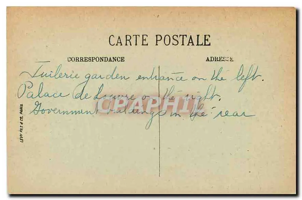 Paris — The Rue des Tuileries — LL. No. 494 - Back