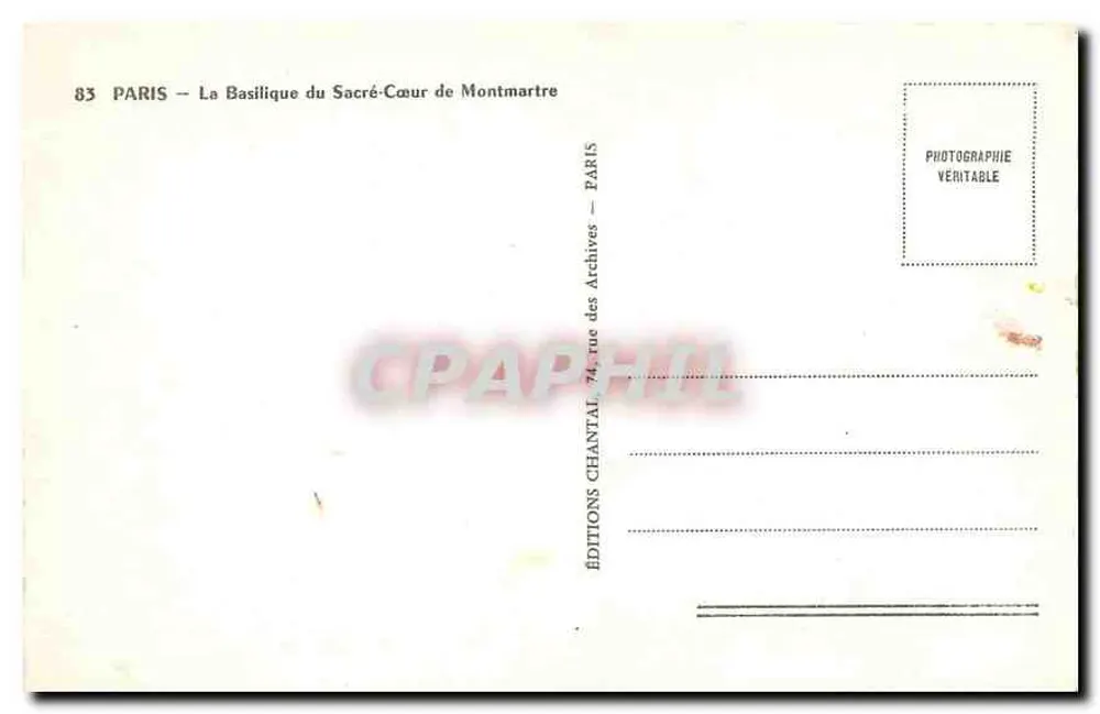 Die Basilika des Heiligen Herzens von Montmartre — Paris — Éditions Chantal - Rückseite