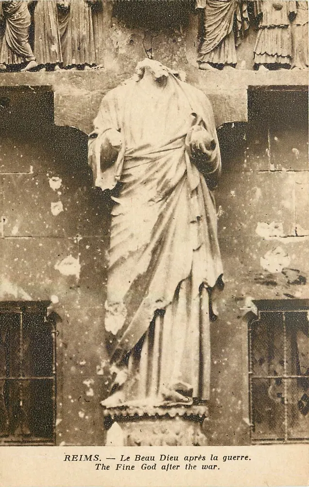 Reims — Le Beau Dieu après la guerre — Édition Reims-Cathédrale - Recto