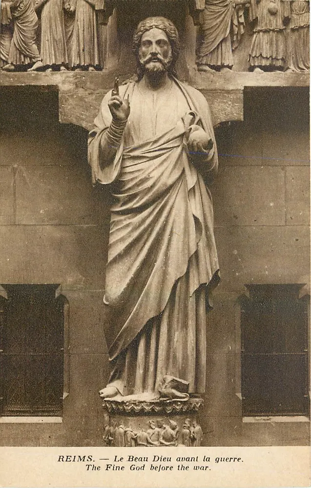 Reims — La statue de Jésus-Christ avant la guerre — Édition Reims-Cathédrale - Recto