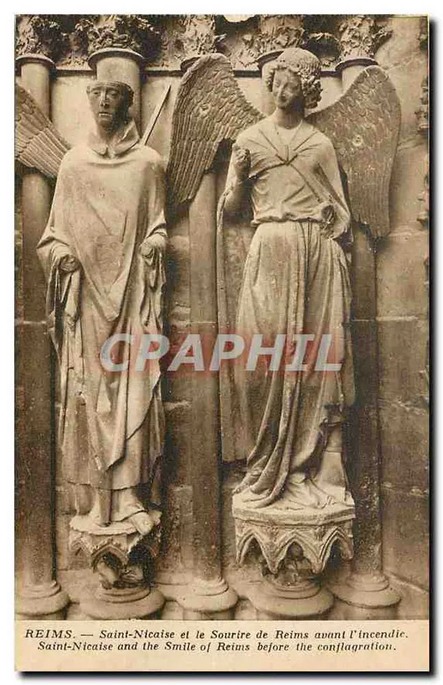 Saint-Nicaise et le Sourire de Reims — avant l'incendie — Édition Reims-Cathédrale - Recto