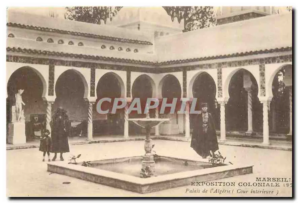 Palais de l'Algérie — Cour intérieure — Exposition Coloniale 1922, Marseille - Recto