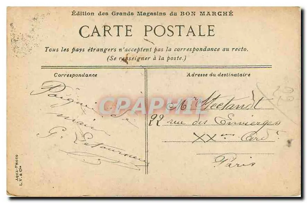 Monumento aos Defensores de Belfort — editor: Edição dos Grandes Magazines do Bon Marché - Verso