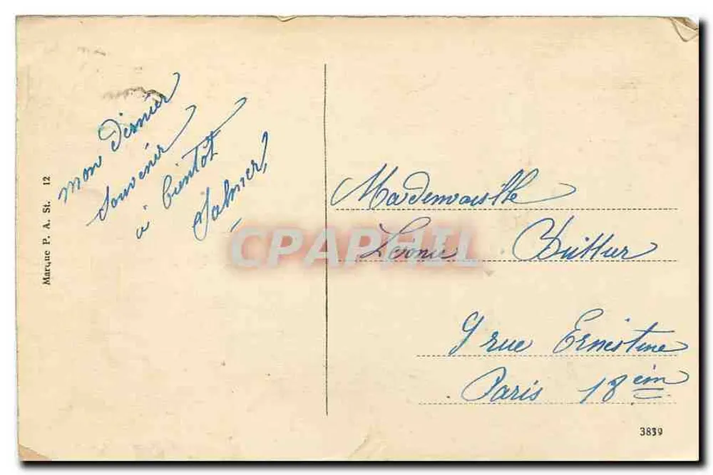 Strasbourg — Vue prise des Ponts Couverts — Marca P. A. St. 12 - Verso