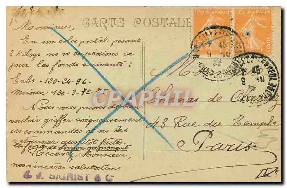 Marseille — De Beurs - Rue Cannébère — Uitgever S. Sigrand & Cie - Achterkant