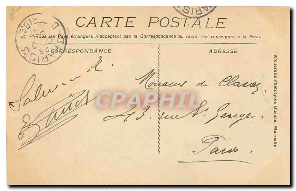 Marseille - Panorama des Hafens St-Jean und Joliette — Archièrèse de Phototypie, n° 549 - Rückseite