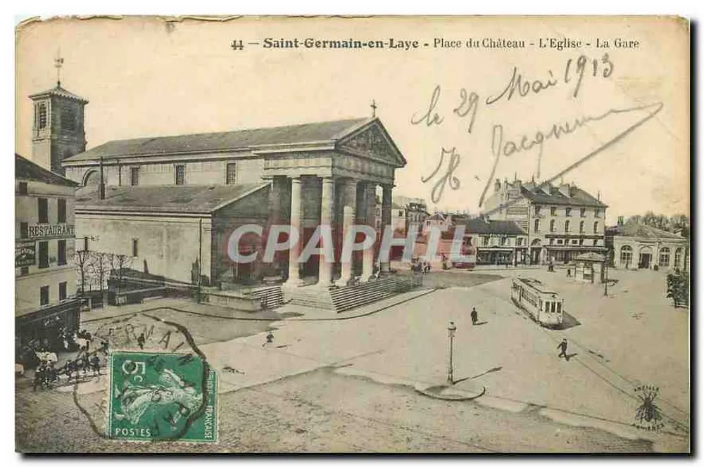 Saint-Germain-en-Laye - Place du Château - Die Kirche - Der Bahnhof - Verleger: GERMA - Vorderseite