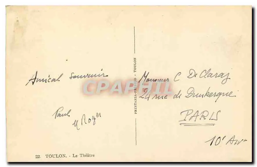 Toulon. - O Teatro Municipal — B.S.B. editor - Verso