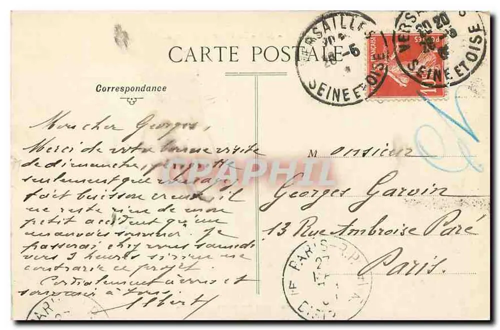 Versailles - 1906 - O Char emborcado — Coleção das Galerias Modernas - Verso