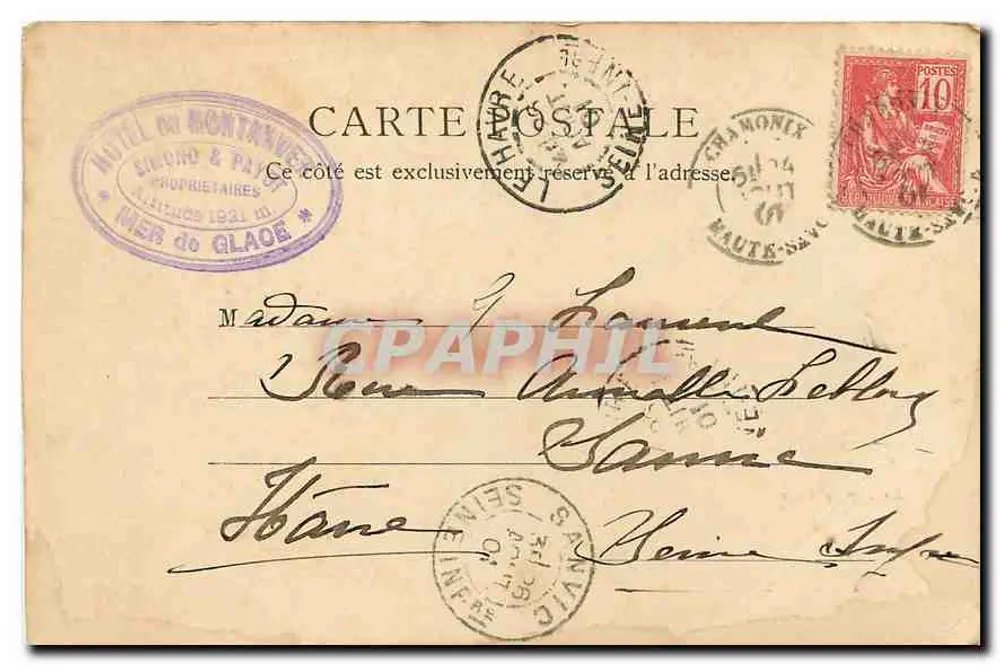 A Mer de Glace — Chamonix — R. & J. D. n° 32891 - Verso