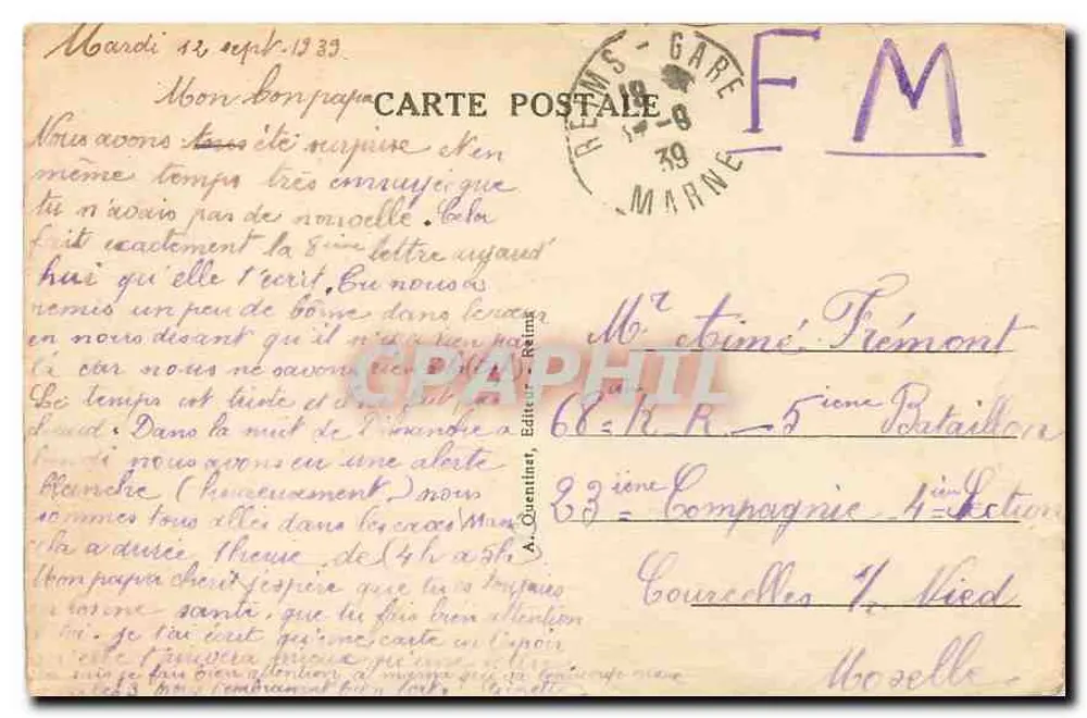 Reims — La Cathédrale — Place du Cardinal-Luçon — A. Quentin, n°257 - Verso