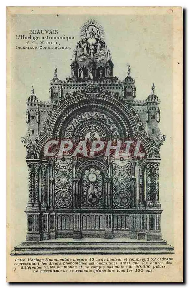 Beauvais — A Relógio Astronômico — A.-L. Vérité, Engenheiro-Construtor - Frente