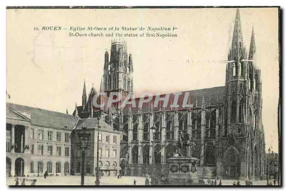 Rouen — Kirche St-Ouen und die Statue Napoleons I. — J. C. Rouen - Vorderseite