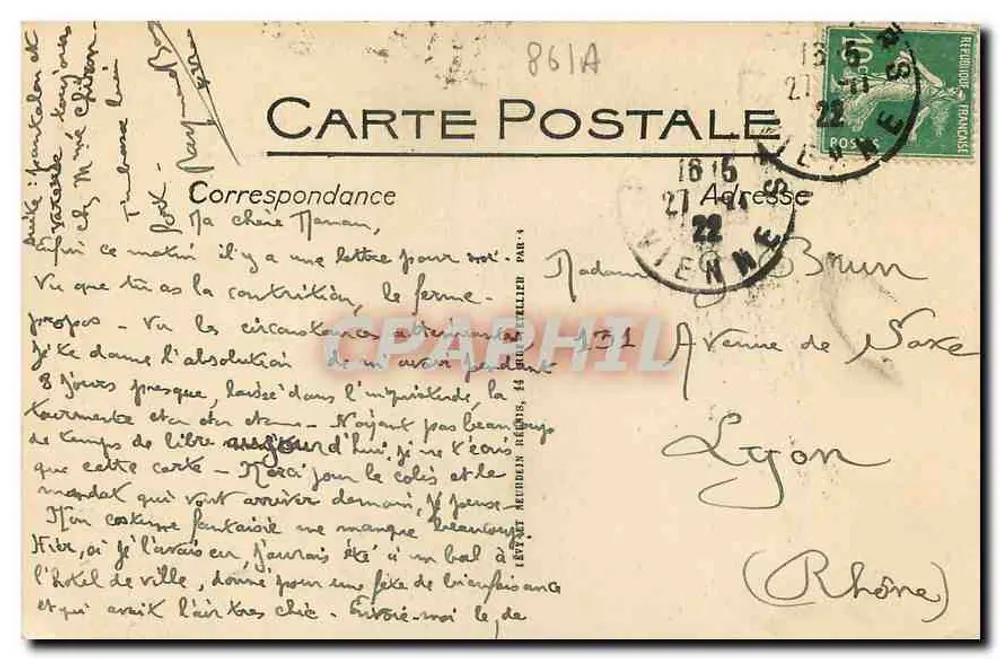 Poitiers - Hotel de la Prévôté - BD - Verso