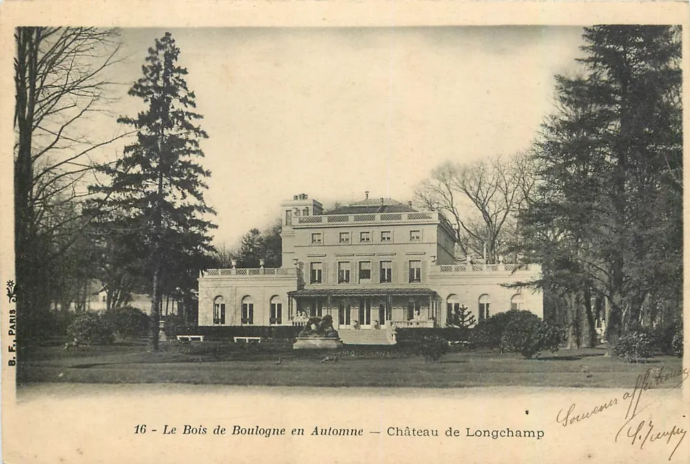 Der Bois de Boulogne im Herbst — Schloss Longchamp — B.F. Paris, Nr. 16 - Vorderseite
