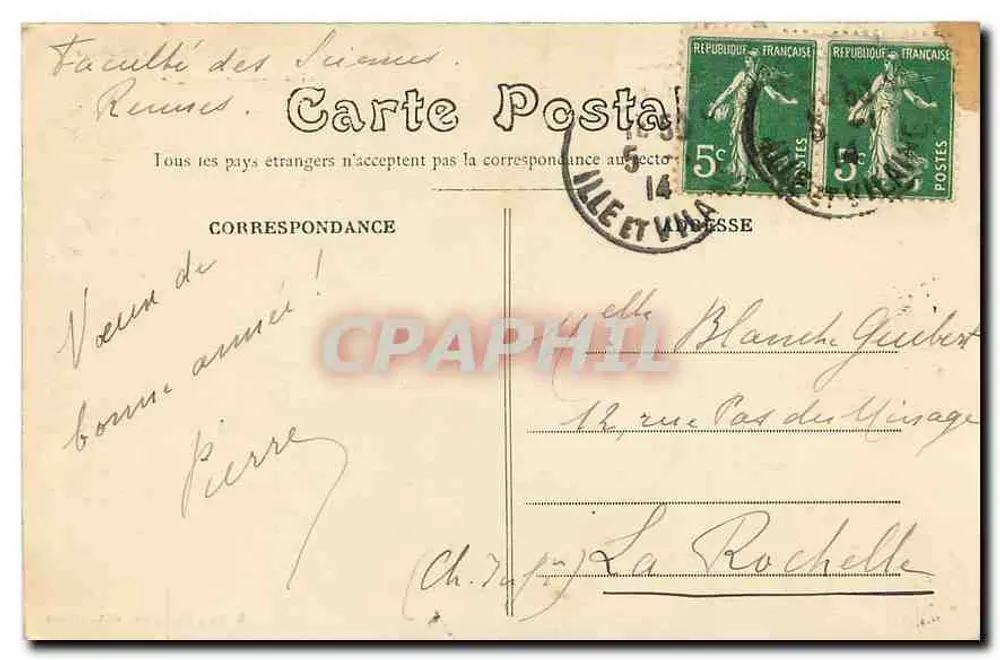 Rennes — A Faculdade de Ciências e o Ponte St-Georges — E. Mary, Rennes - Verso