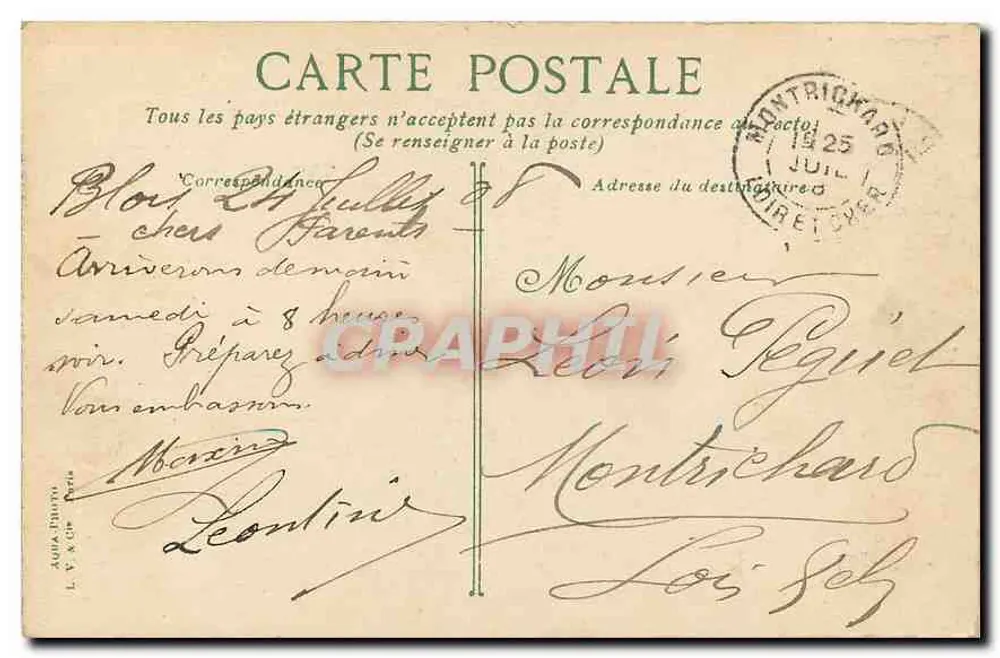 Blâis. Le Château. Façade française Ière — éditeur L. V. X. CIP, n° 2342 - Verso