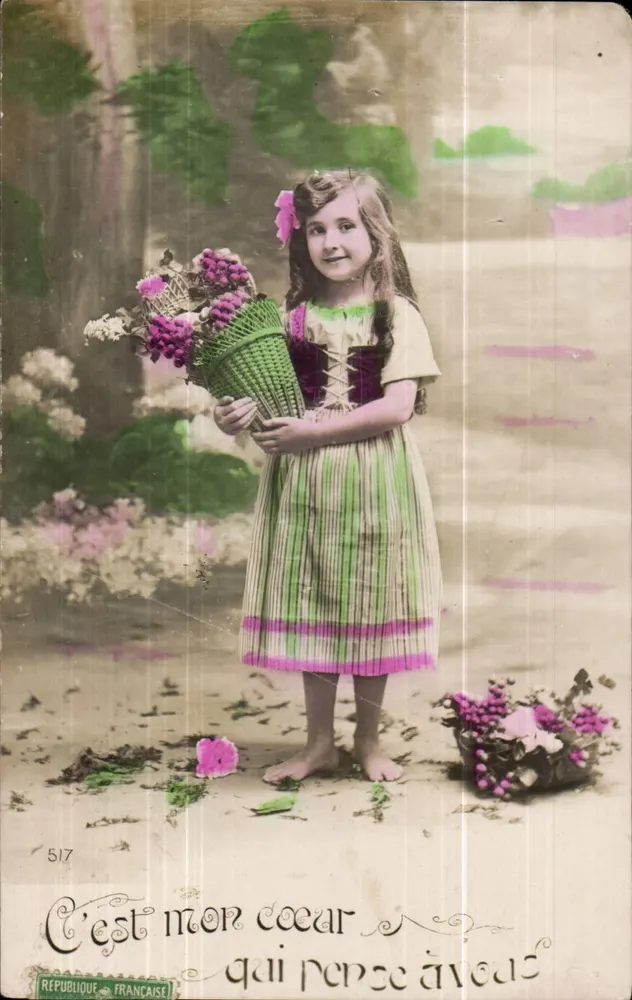 Mädchen mit Blumenstrauß — Französische Republik — n° 517 - Vorderseite
