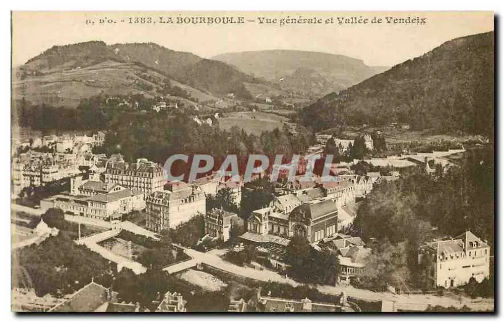 La Bourboule — Vista geral e Vale de Vendeix — n° 1383 - Frente