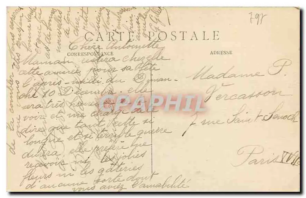Paris (6e arrt.) — Le Palais du Luxembourg — éditeur anonyme, n° 1141 - Verso