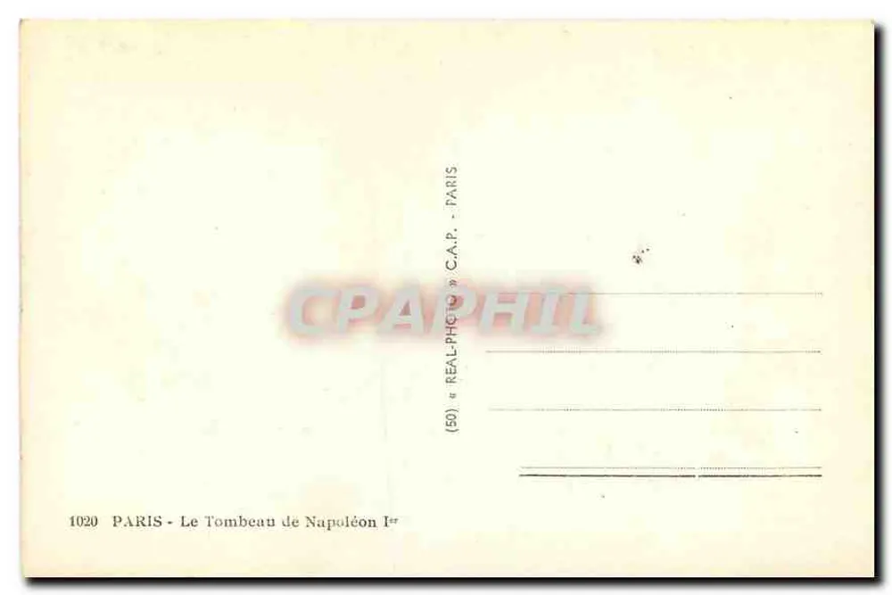 Túmulo de Napoleão I — Paris — editor C.A.P. n° 1020 - Verso