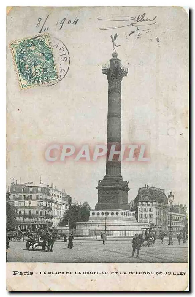 Paris - Die Place de la Bastille und die Säule vom Juli — veröffentlicht von Gilbert - Vorderseite