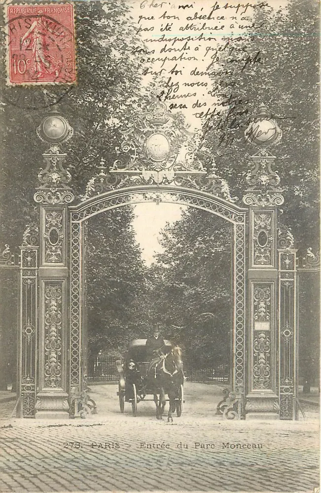 Entrada do Parc Monceau — Paris — editor anônimo, n° 273 - Frente