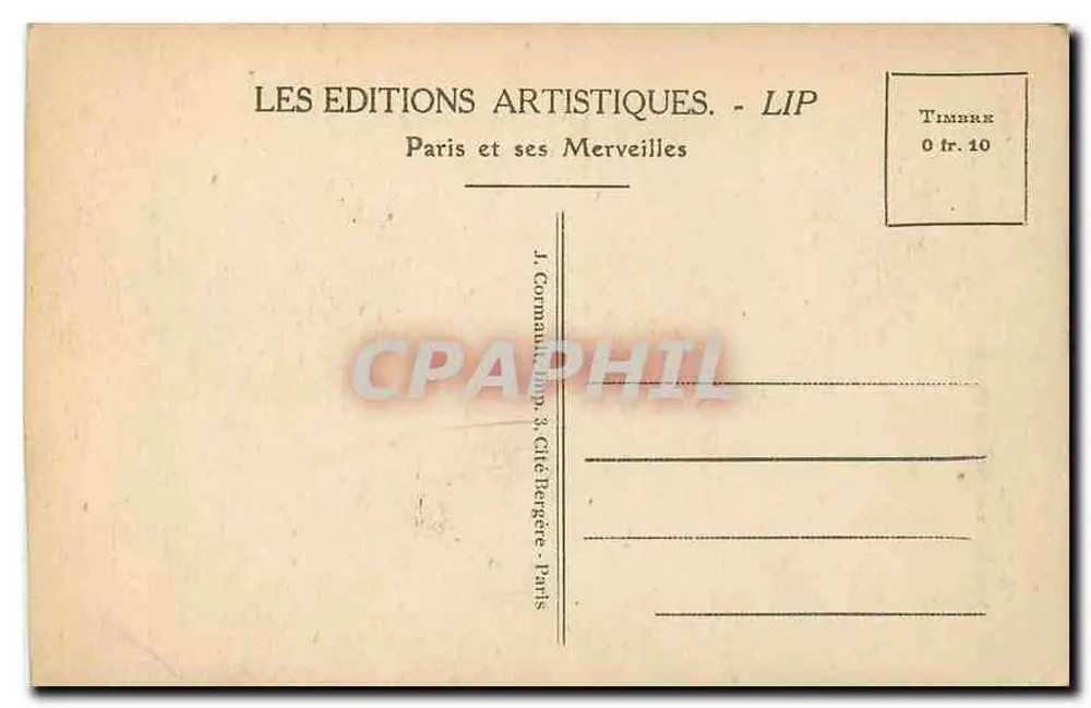 O Dôme dos Invalidos — Paris — Edições Artísticas LIP n°72 - Verso