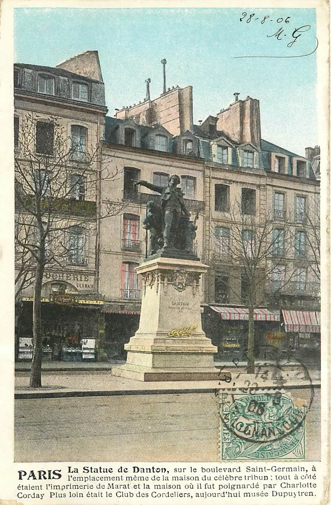 Paris — Estátua de Danton no boulevard Saint-Germain — editor G. Germain, n° 188 - Frente