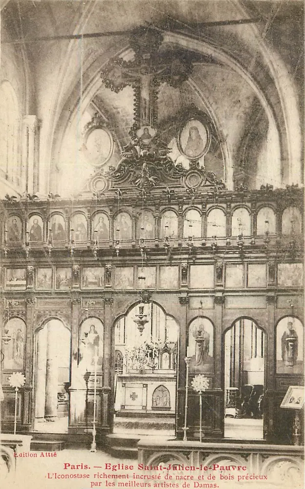 Église Saint-Julien-le-Pauvre — Iconostase richement incrustée de nacre et de bois précieux - Recto