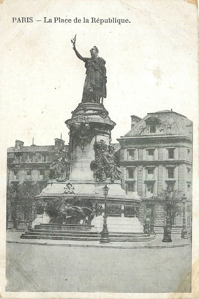 Paris — La Place de la République. — Monument de la République Française — éditeur CARTE ROUSTAIE - Voorkant