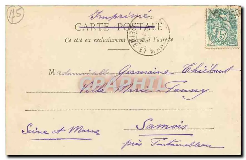 Paris - Bois de Boulogne — Sous la Feuillée — Affection souvenir d'André Perry - Verso